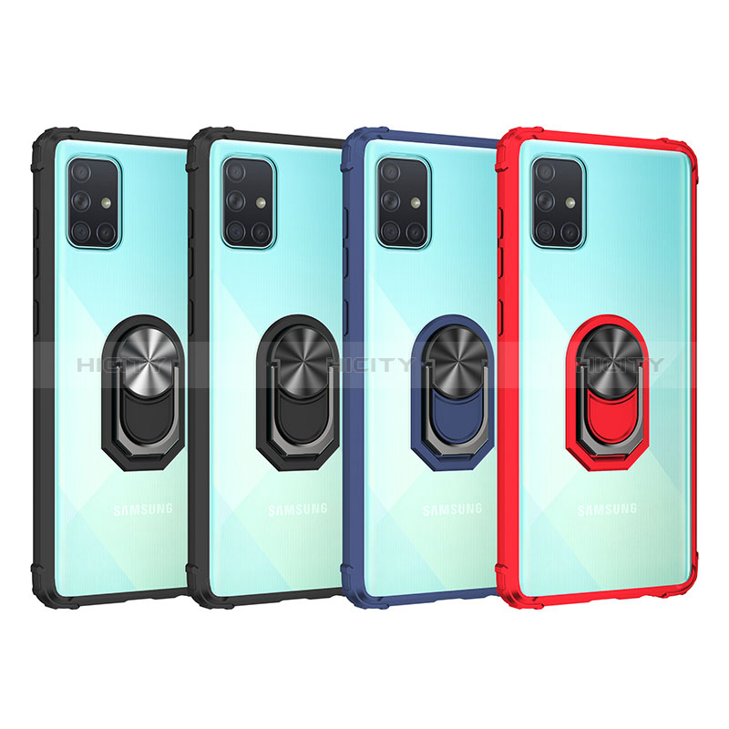 Custodia Silicone e Plastica Opaca Cover con Magnetico Anello Supporto MQ2 per Samsung Galaxy A71 5G