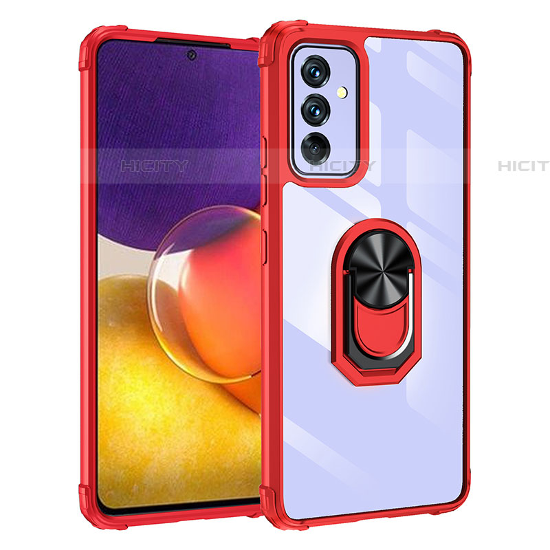 Custodia Silicone e Plastica Opaca Cover con Magnetico Anello Supporto MQ2 per Samsung Galaxy A82 5G Rosso