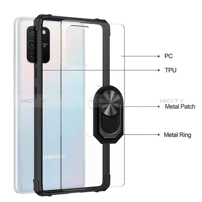 Custodia Silicone e Plastica Opaca Cover con Magnetico Anello Supporto MQ2 per Samsung Galaxy A91