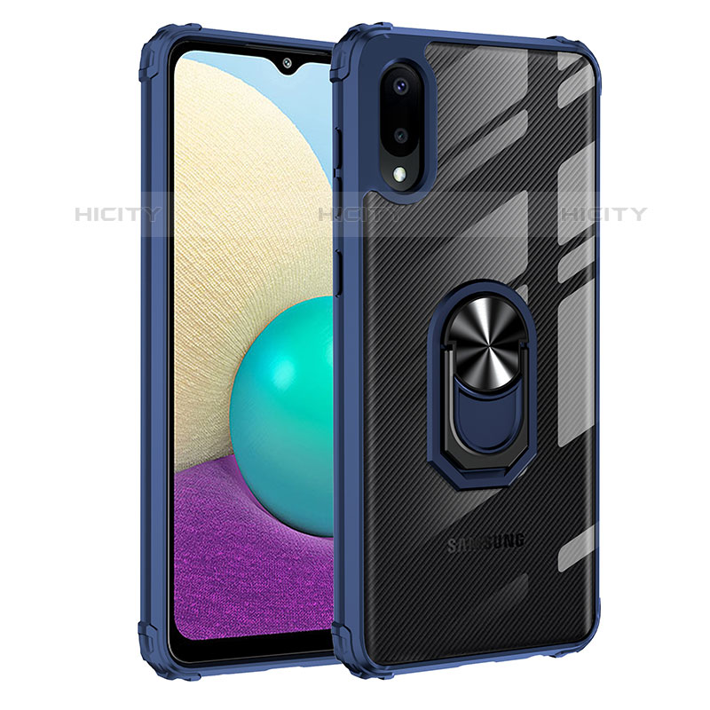 Custodia Silicone e Plastica Opaca Cover con Magnetico Anello Supporto MQ2 per Samsung Galaxy M02