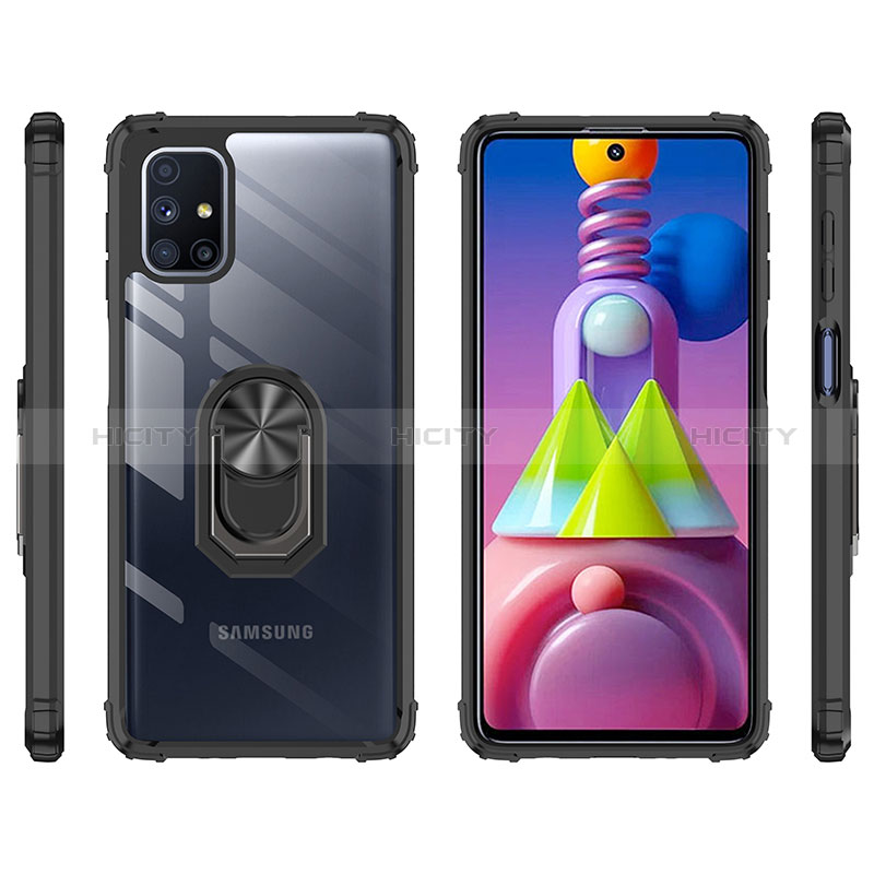 Custodia Silicone e Plastica Opaca Cover con Magnetico Anello Supporto MQ2 per Samsung Galaxy M51