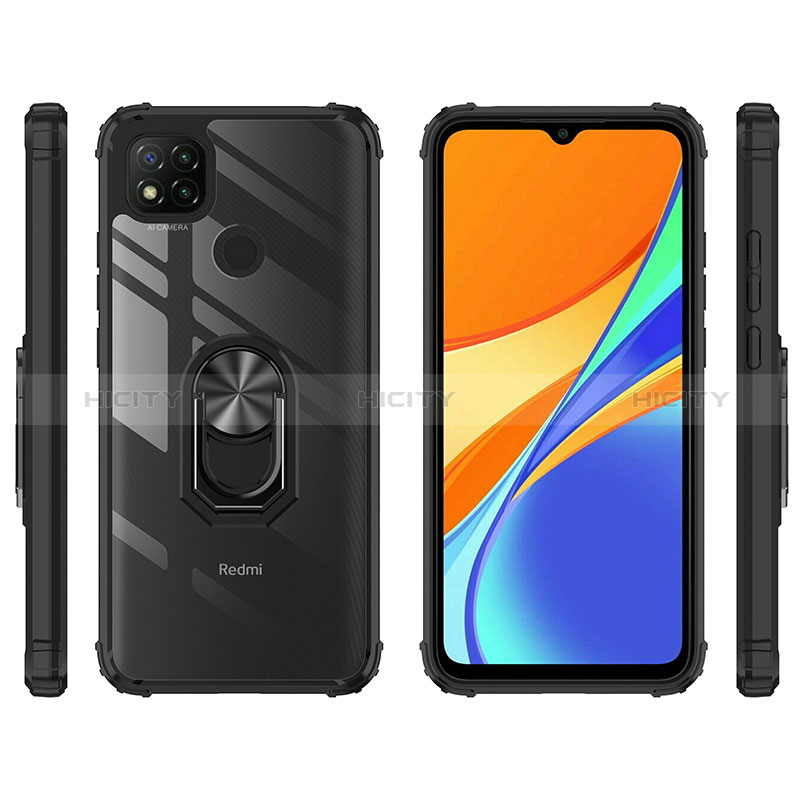 Custodia Silicone e Plastica Opaca Cover con Magnetico Anello Supporto MQ2 per Xiaomi POCO C3