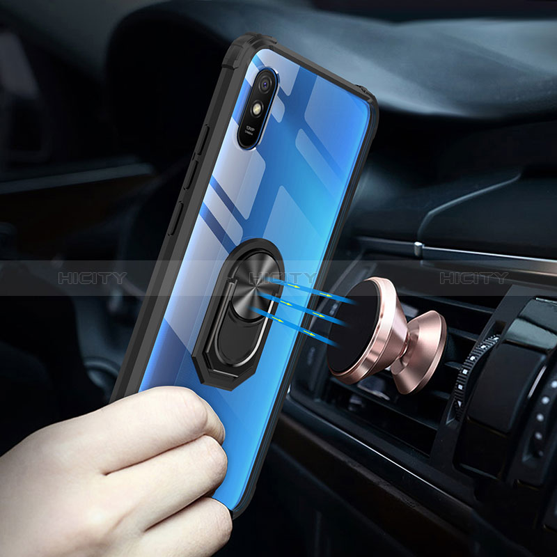 Custodia Silicone e Plastica Opaca Cover con Magnetico Anello Supporto MQ2 per Xiaomi Redmi 9A