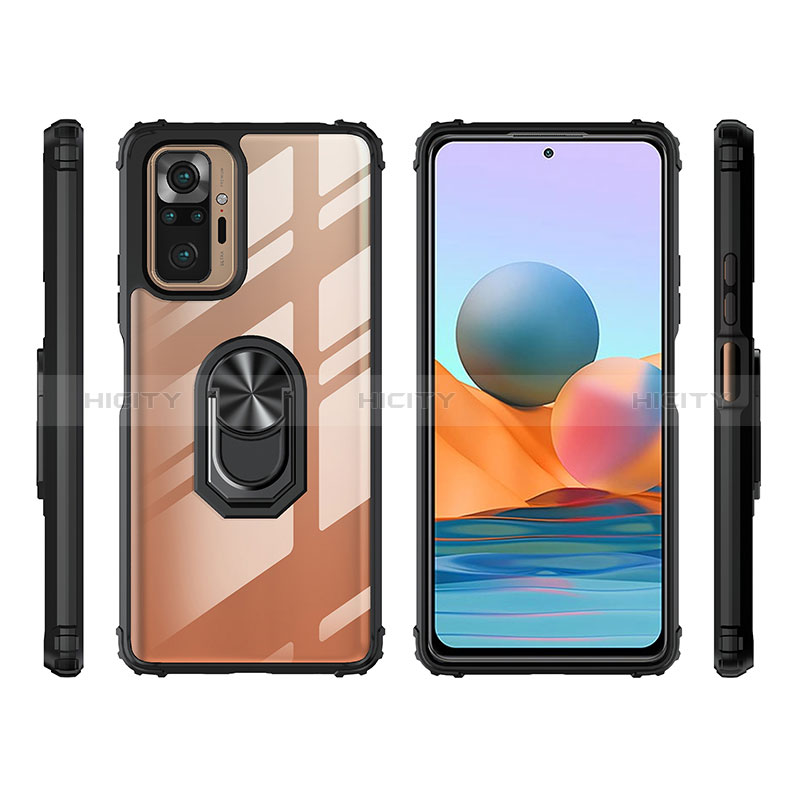 Custodia Silicone e Plastica Opaca Cover con Magnetico Anello Supporto MQ2 per Xiaomi Redmi Note 10 Pro Max