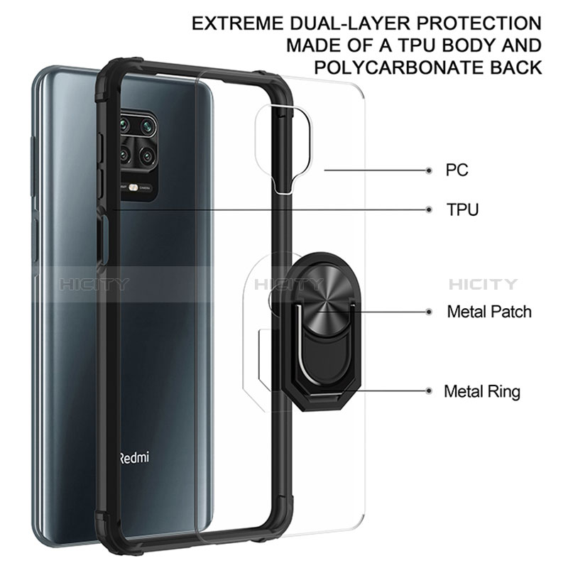 Custodia Silicone e Plastica Opaca Cover con Magnetico Anello Supporto MQ2 per Xiaomi Redmi Note 9 Pro