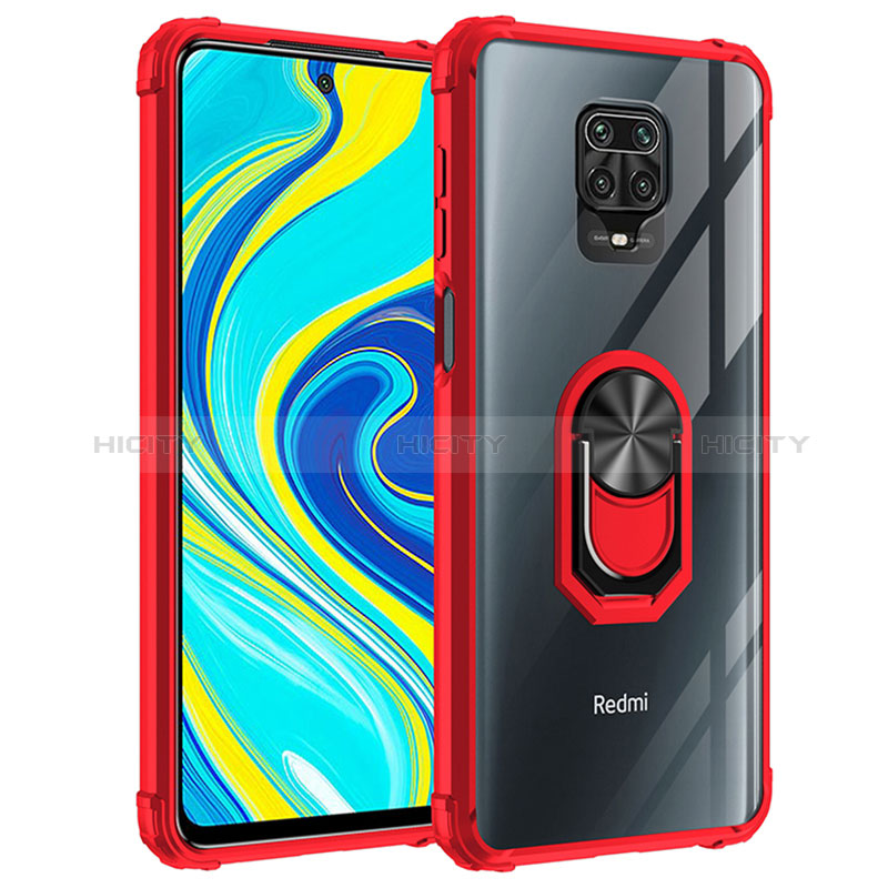 Custodia Silicone e Plastica Opaca Cover con Magnetico Anello Supporto MQ2 per Xiaomi Redmi Note 9S Rosso