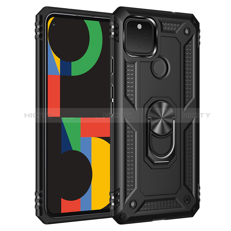 Custodia Silicone e Plastica Opaca Cover con Magnetico Anello Supporto MQ3 per Google Pixel 5 XL 5G