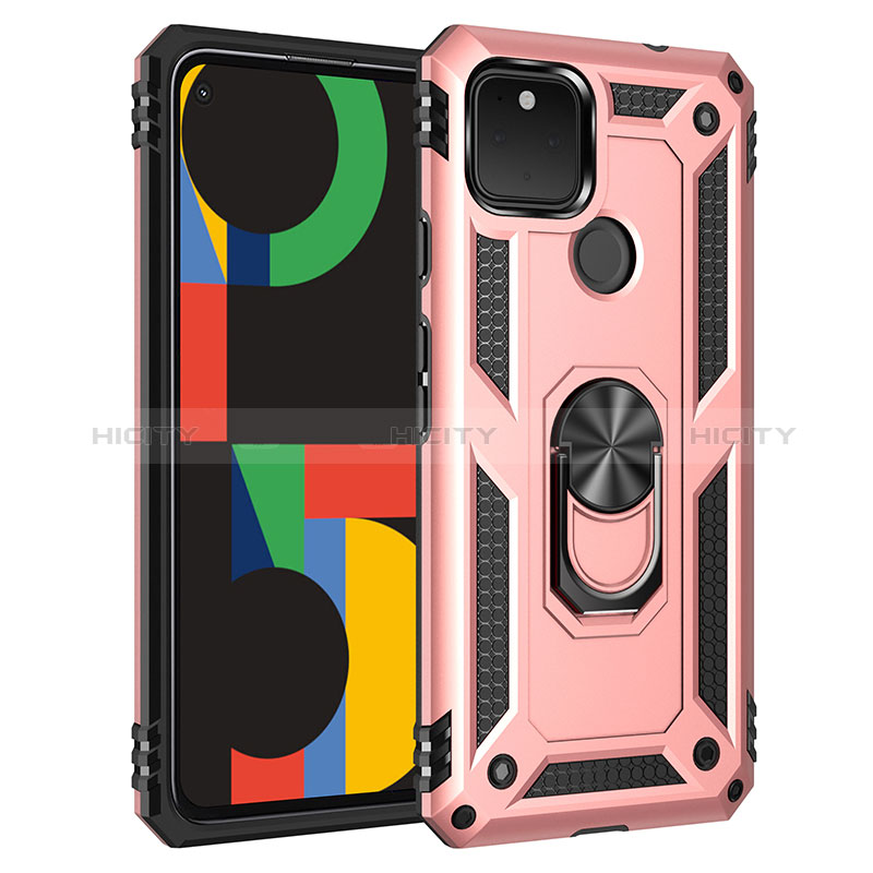 Custodia Silicone e Plastica Opaca Cover con Magnetico Anello Supporto MQ3 per Google Pixel 5 XL 5G