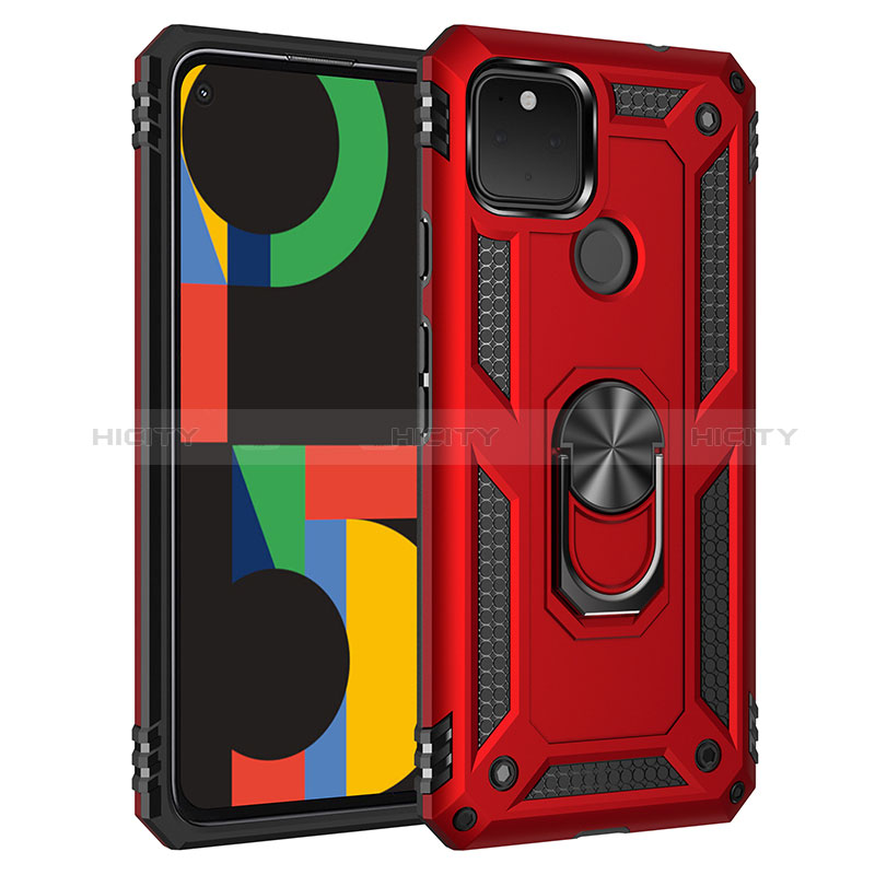 Custodia Silicone e Plastica Opaca Cover con Magnetico Anello Supporto MQ3 per Google Pixel 5 XL 5G