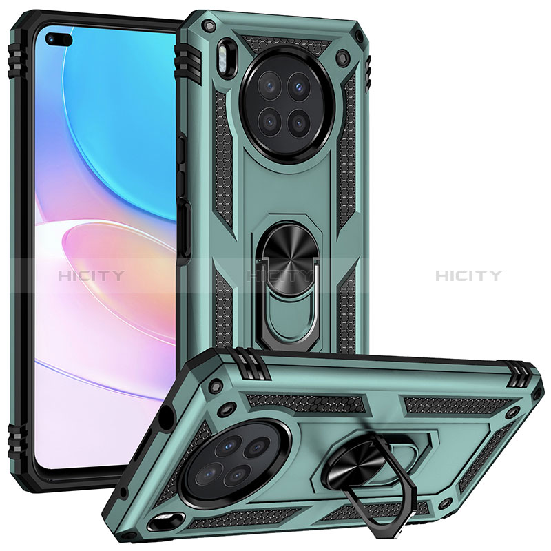 Custodia Silicone e Plastica Opaca Cover con Magnetico Anello Supporto MQ3 per Huawei Nova 8i Verde