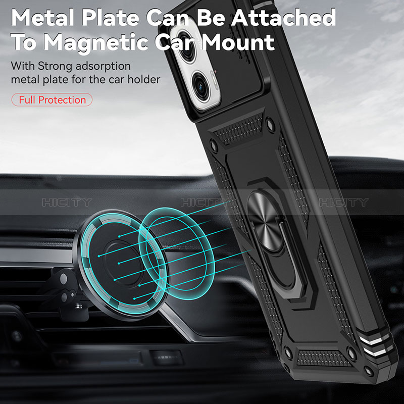 Custodia Silicone e Plastica Opaca Cover con Magnetico Anello Supporto MQ3 per Motorola Moto G 5G (2023)
