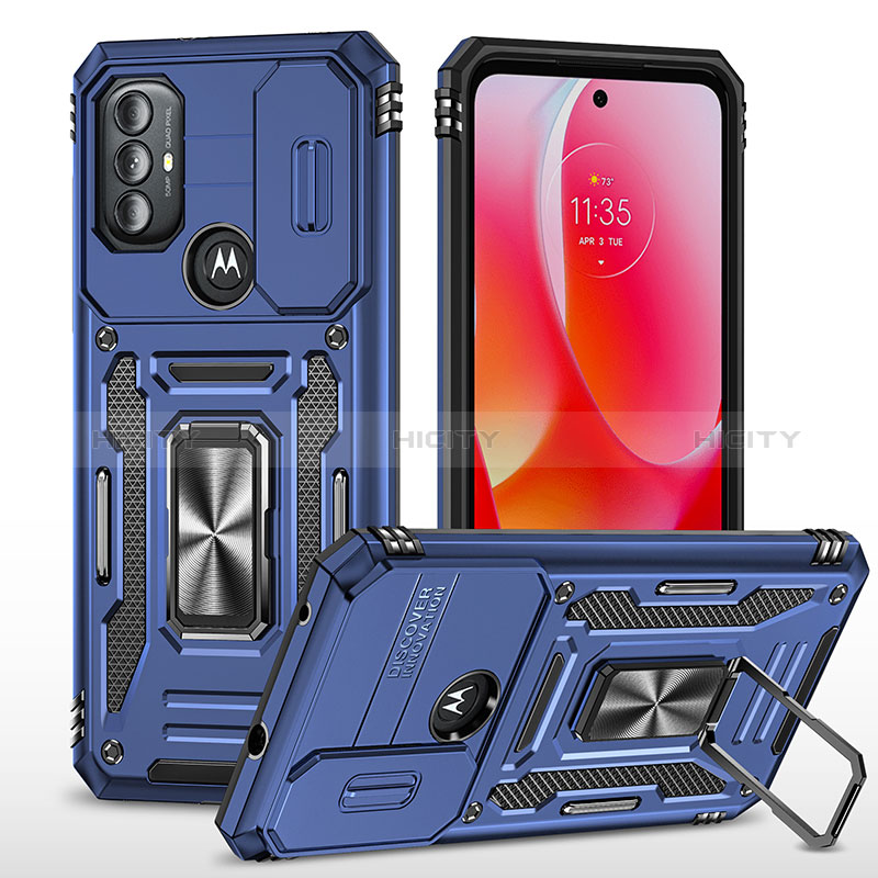 Custodia Silicone e Plastica Opaca Cover con Magnetico Anello Supporto MQ3 per Motorola Moto G Play (2023)