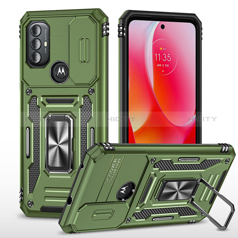 Custodia Silicone e Plastica Opaca Cover con Magnetico Anello Supporto MQ3 per Motorola Moto G Play (2023) Verde Notte