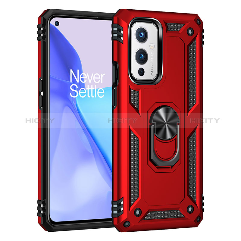 Custodia Silicone e Plastica Opaca Cover con Magnetico Anello Supporto MQ3 per OnePlus 9 5G