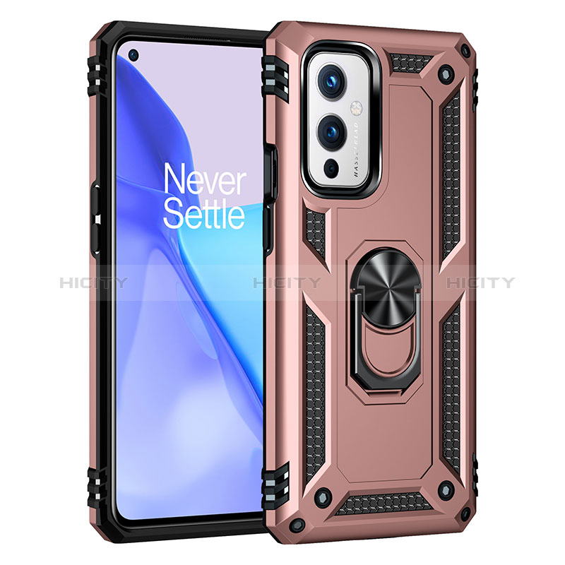 Custodia Silicone e Plastica Opaca Cover con Magnetico Anello Supporto MQ3 per OnePlus 9 5G