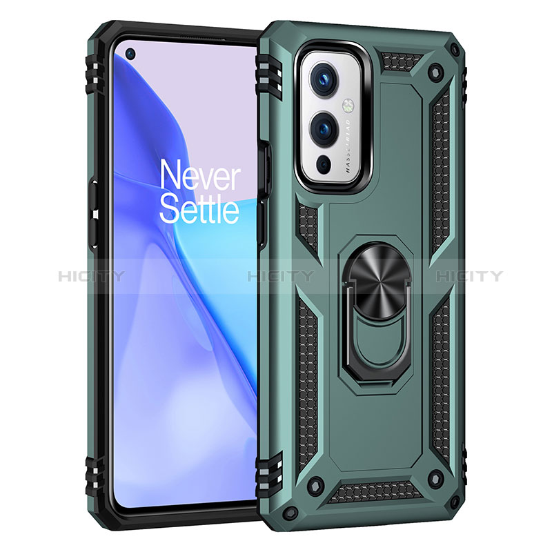 Custodia Silicone e Plastica Opaca Cover con Magnetico Anello Supporto MQ3 per OnePlus 9 5G