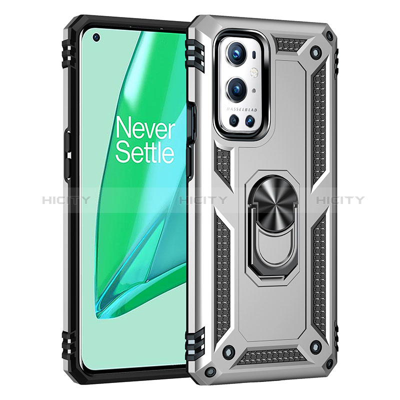 Custodia Silicone e Plastica Opaca Cover con Magnetico Anello Supporto MQ3 per OnePlus 9 Pro 5G