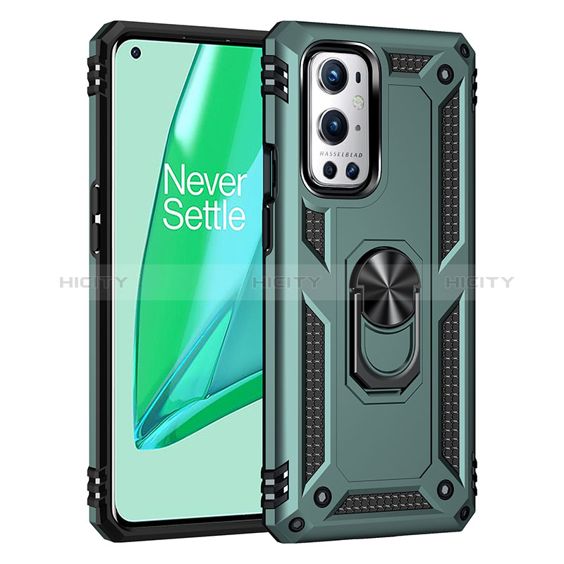 Custodia Silicone e Plastica Opaca Cover con Magnetico Anello Supporto MQ3 per OnePlus 9 Pro 5G