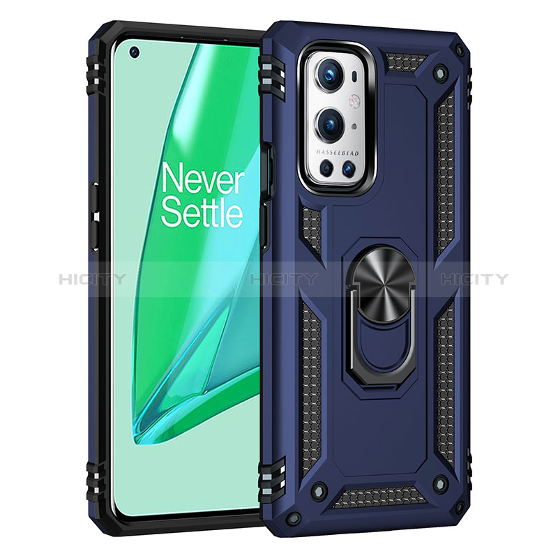 Custodia Silicone e Plastica Opaca Cover con Magnetico Anello Supporto MQ3 per OnePlus 9 Pro 5G