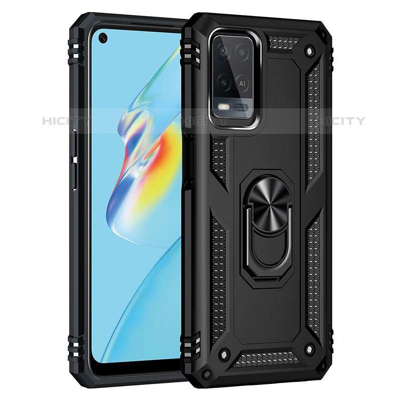 Custodia Silicone e Plastica Opaca Cover con Magnetico Anello Supporto MQ3 per Oppo A54 4G Nero