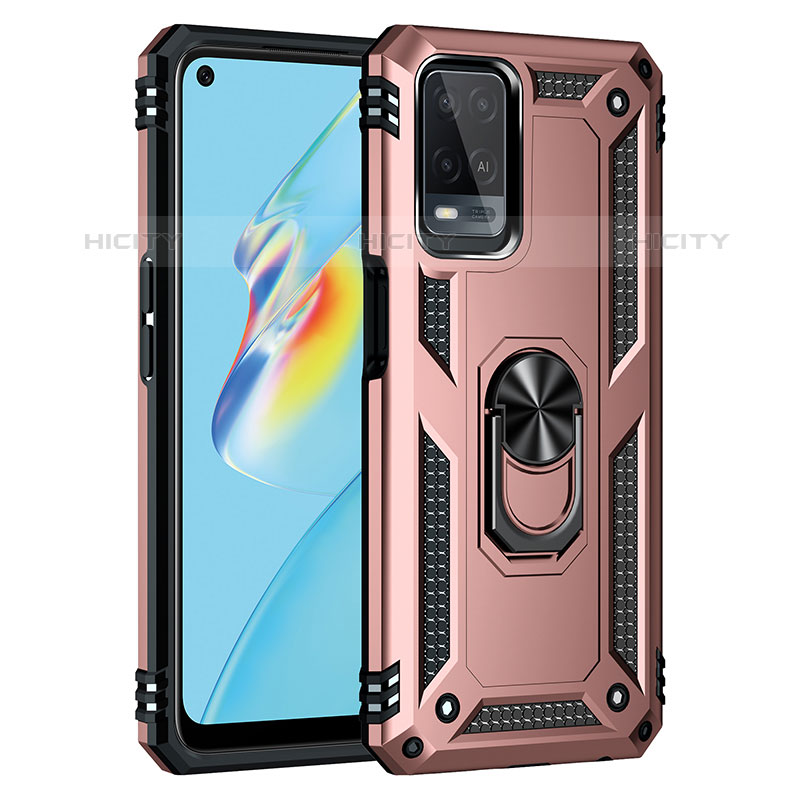 Custodia Silicone e Plastica Opaca Cover con Magnetico Anello Supporto MQ3 per Oppo A54 4G Oro Rosa