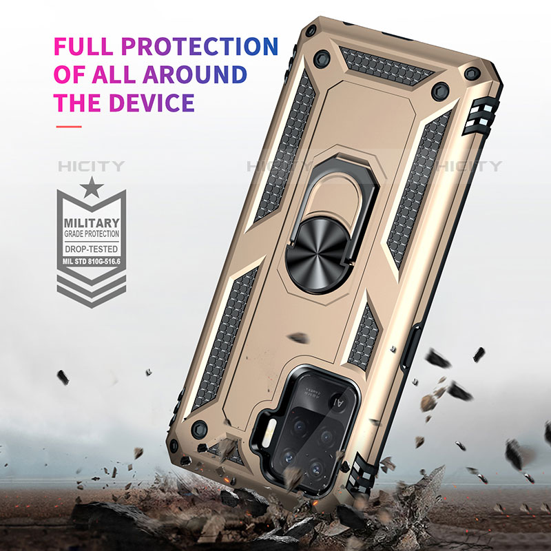 Custodia Silicone e Plastica Opaca Cover con Magnetico Anello Supporto MQ3 per Oppo Reno5 Lite