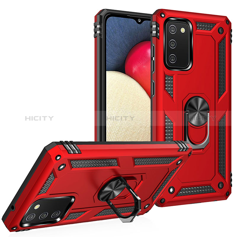 Custodia Silicone e Plastica Opaca Cover con Magnetico Anello Supporto MQ3 per Samsung Galaxy A02s