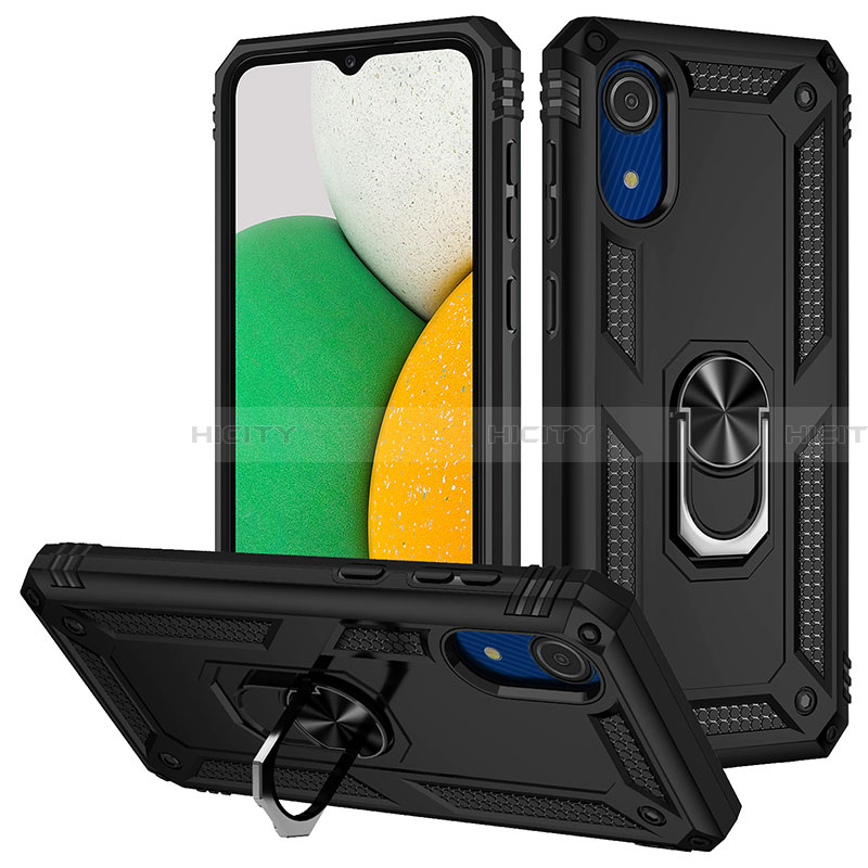 Custodia Silicone e Plastica Opaca Cover con Magnetico Anello Supporto MQ3 per Samsung Galaxy A03 Core