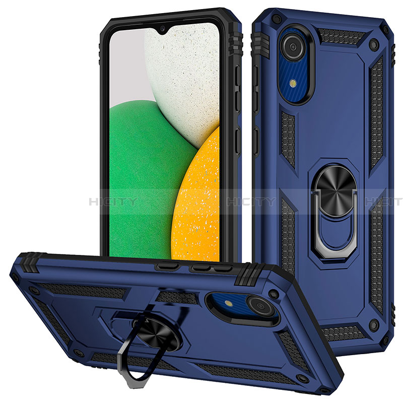 Custodia Silicone e Plastica Opaca Cover con Magnetico Anello Supporto MQ3 per Samsung Galaxy A03 Core