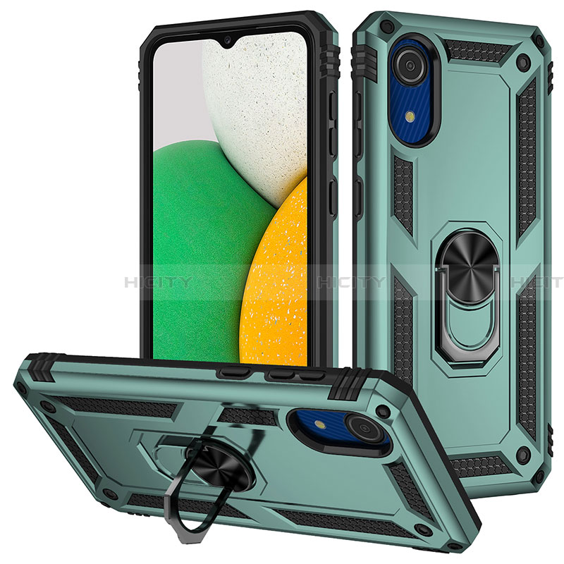 Custodia Silicone e Plastica Opaca Cover con Magnetico Anello Supporto MQ3 per Samsung Galaxy A03 Core