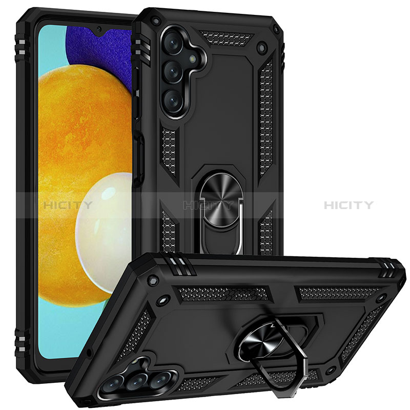 Custodia Silicone e Plastica Opaca Cover con Magnetico Anello Supporto MQ3 per Samsung Galaxy A04s Nero