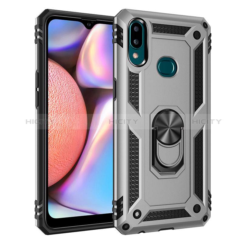 Custodia Silicone e Plastica Opaca Cover con Magnetico Anello Supporto MQ3 per Samsung Galaxy A10s Argento