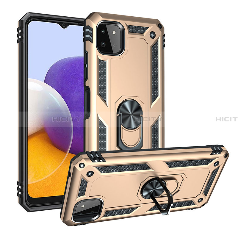 Custodia Silicone e Plastica Opaca Cover con Magnetico Anello Supporto MQ3 per Samsung Galaxy A22 5G