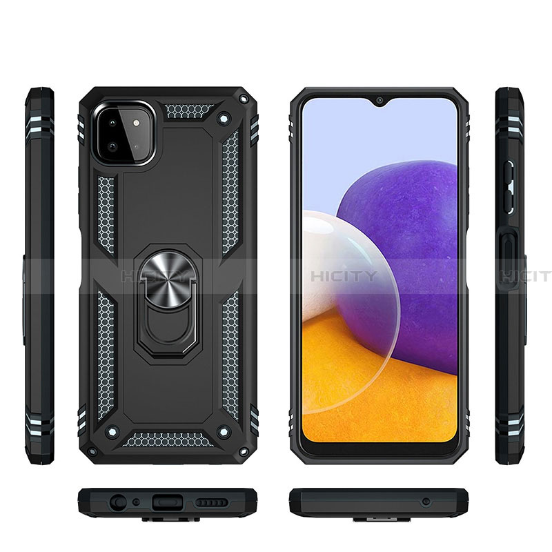 Custodia Silicone e Plastica Opaca Cover con Magnetico Anello Supporto MQ3 per Samsung Galaxy A22 5G