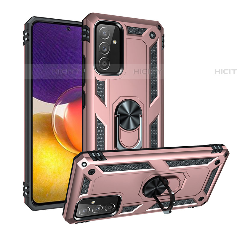 Custodia Silicone e Plastica Opaca Cover con Magnetico Anello Supporto MQ3 per Samsung Galaxy A25 5G Oro Rosa