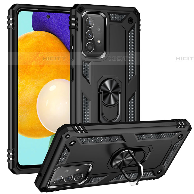 Custodia Silicone e Plastica Opaca Cover con Magnetico Anello Supporto MQ3 per Samsung Galaxy A52 4G