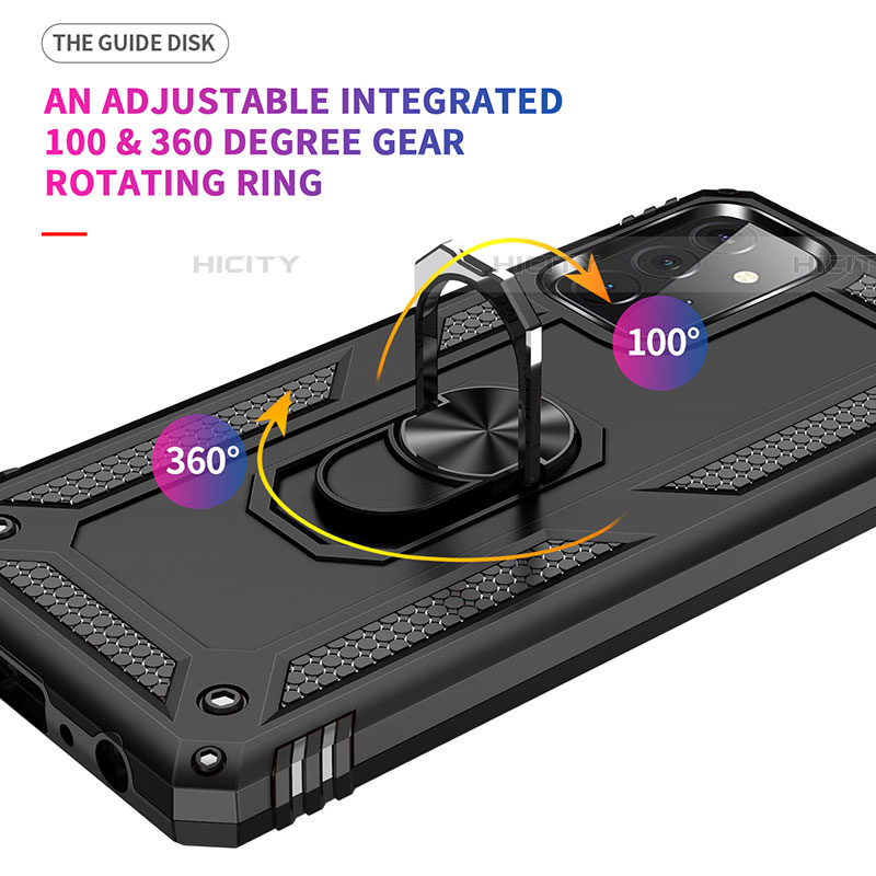 Custodia Silicone e Plastica Opaca Cover con Magnetico Anello Supporto MQ3 per Samsung Galaxy A72 4G