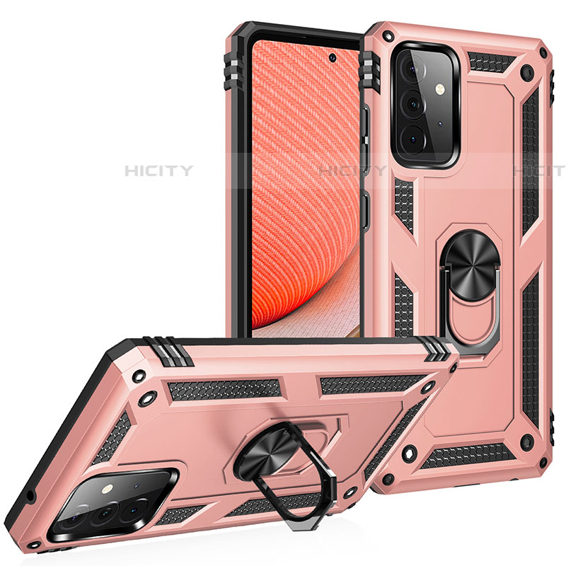 Custodia Silicone e Plastica Opaca Cover con Magnetico Anello Supporto MQ3 per Samsung Galaxy A72 4G