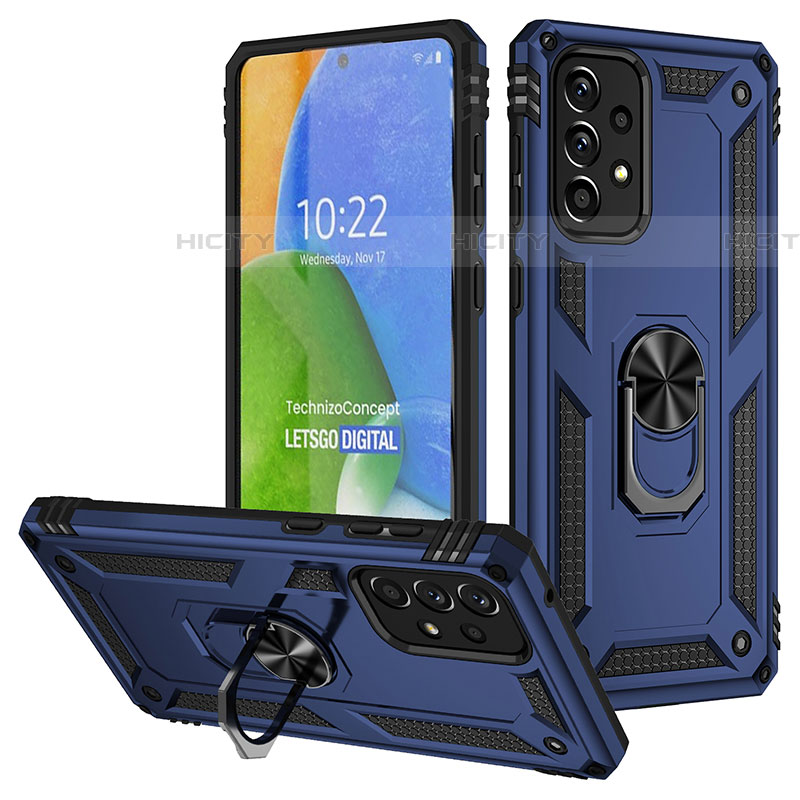 Custodia Silicone e Plastica Opaca Cover con Magnetico Anello Supporto MQ3 per Samsung Galaxy A73 5G