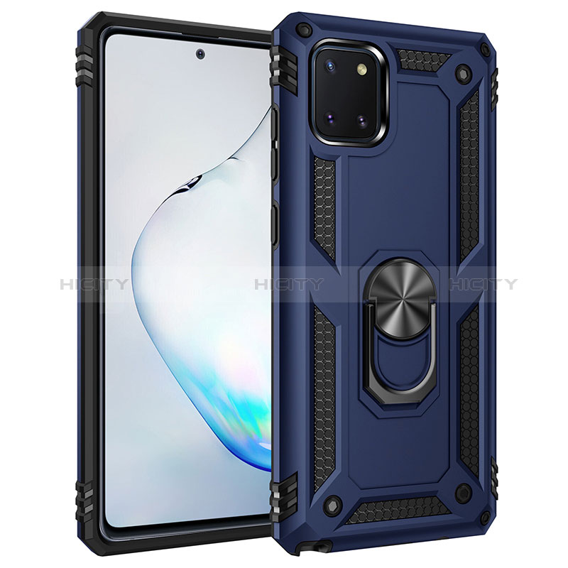 Custodia Silicone e Plastica Opaca Cover con Magnetico Anello Supporto MQ3 per Samsung Galaxy A81 Blu