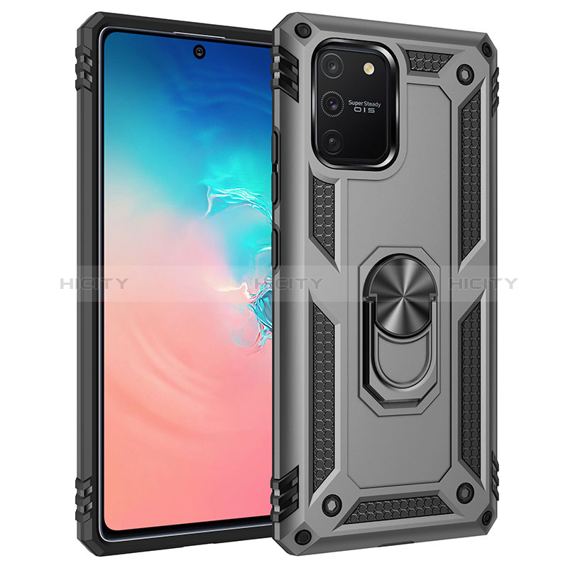 Custodia Silicone e Plastica Opaca Cover con Magnetico Anello Supporto MQ3 per Samsung Galaxy A91 Grigio