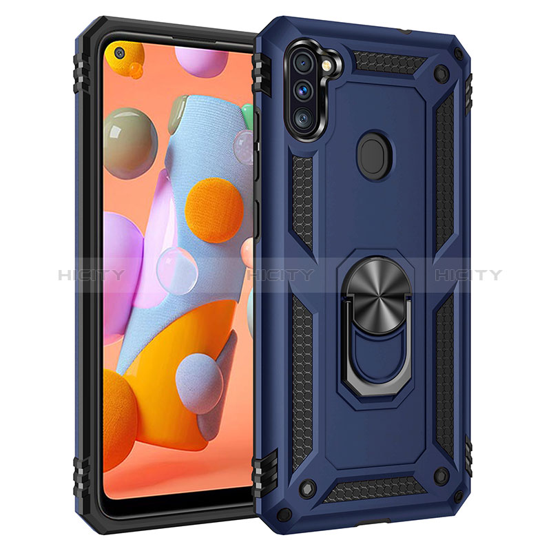 Custodia Silicone e Plastica Opaca Cover con Magnetico Anello Supporto MQ3 per Samsung Galaxy M11