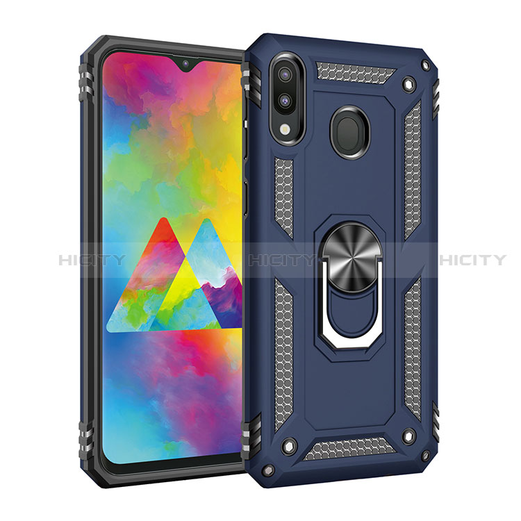 Custodia Silicone e Plastica Opaca Cover con Magnetico Anello Supporto MQ3 per Samsung Galaxy M20