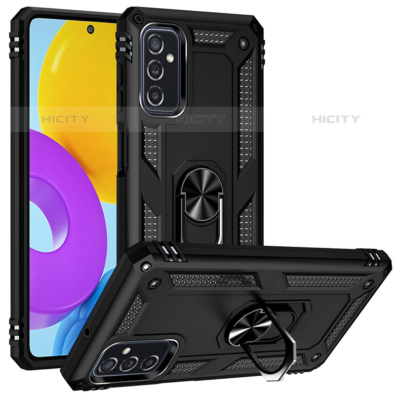 Custodia Silicone e Plastica Opaca Cover con Magnetico Anello Supporto MQ3 per Samsung Galaxy M52 5G Nero