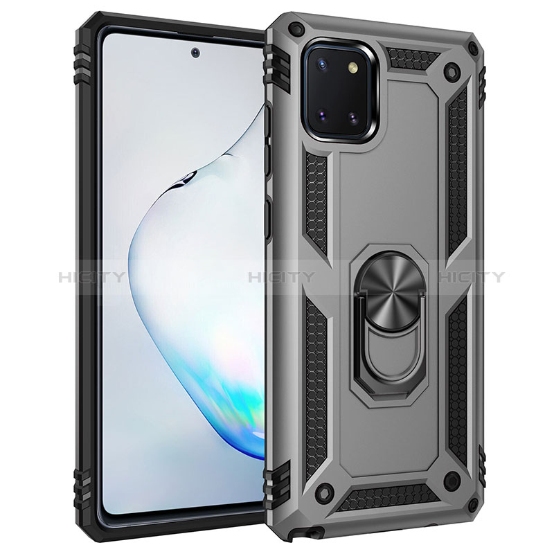 Custodia Silicone e Plastica Opaca Cover con Magnetico Anello Supporto MQ3 per Samsung Galaxy M60s Grigio