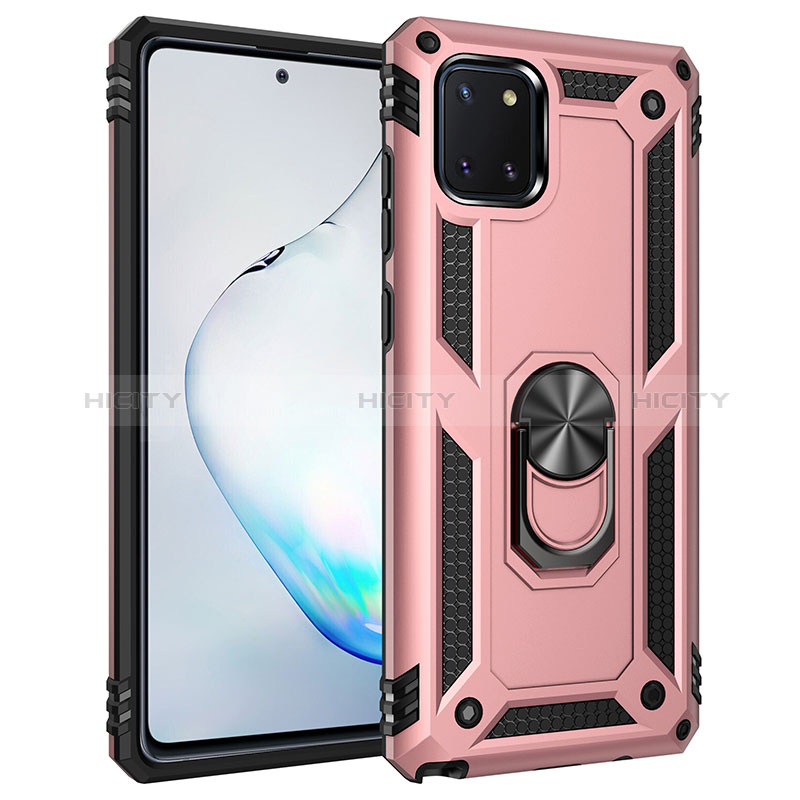 Custodia Silicone e Plastica Opaca Cover con Magnetico Anello Supporto MQ3 per Samsung Galaxy M60s Oro Rosa