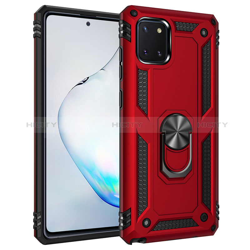 Custodia Silicone e Plastica Opaca Cover con Magnetico Anello Supporto MQ3 per Samsung Galaxy Note 10 Lite Rosso