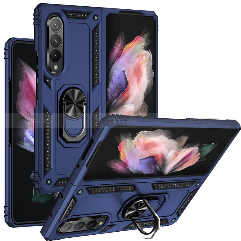 Custodia Silicone e Plastica Opaca Cover con Magnetico Anello Supporto MQ3 per Samsung Galaxy Z Fold3 5G