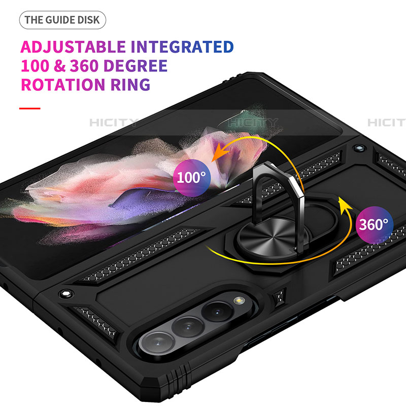 Custodia Silicone e Plastica Opaca Cover con Magnetico Anello Supporto MQ3 per Samsung Galaxy Z Fold4 5G