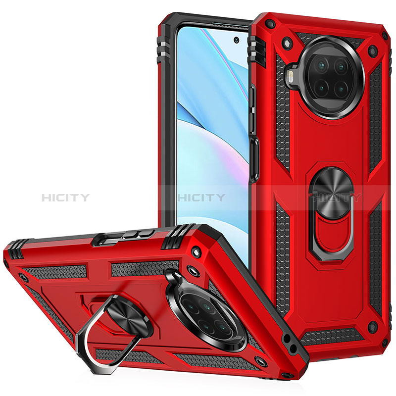 Custodia Silicone e Plastica Opaca Cover con Magnetico Anello Supporto MQ3 per Xiaomi Mi 10i 5G Rosso